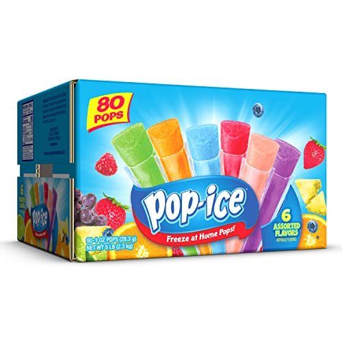 Pop-Ice Freezer Pops, Fat Free Ice Pops, Assorted Flavors 80 -