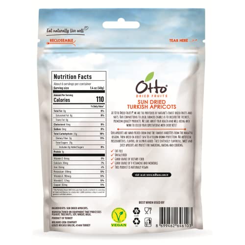 Otto Sun Dried Turkish Apricots, Non-GMO Snack, Naturally Vegan ...