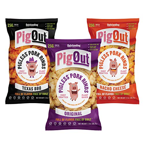 Pigout Pigless Pork Rinds, Classic Variety Pack | Plant Based, H
