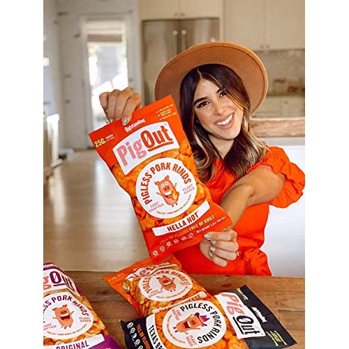 Pigout Pigless Pork Rinds, Hella Hot | Plant Based, High Protein