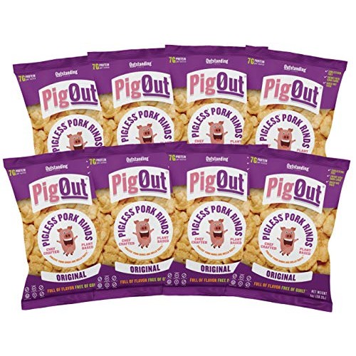 Pigout Pigless Pork Rinds, Original | Plant Based, High Protein,