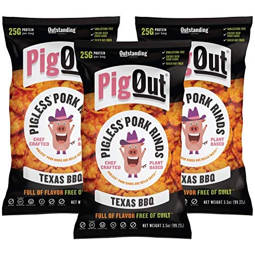 Pigout Pigless Pork Rinds, Texas Bbq | Plant Based, High Protein
