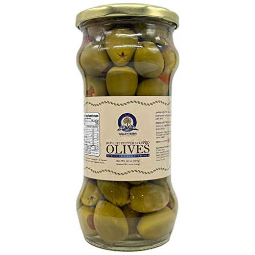 Valley Farms - Red Pepper Stuffed Olives, Rocoto Olives Pack Of