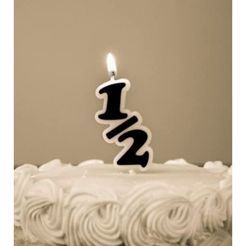 Over The Line Half 1/2 Birthday Candle - Ultra Pink Or Black