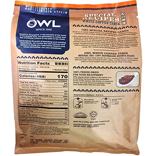 Owl 3-In-1 Freeze-Dried Premium Blend White Coffee Tarik -Origin
