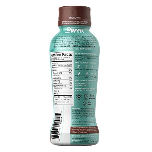 Owyn, Vegan Protein Shake, Dark Chocolate,12 Fl Oz Pack Of 12,