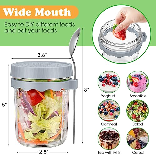 2Pack Overnight Oats Containers with Lids and Spoon,16 oz Overni...