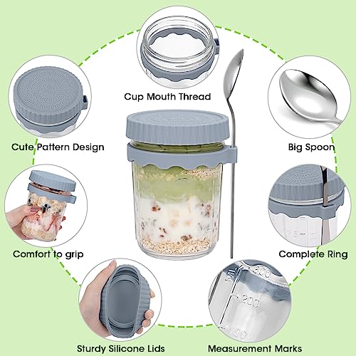 2Pack Overnight Oats Containers with Lids and Spoon,16 oz Overni...