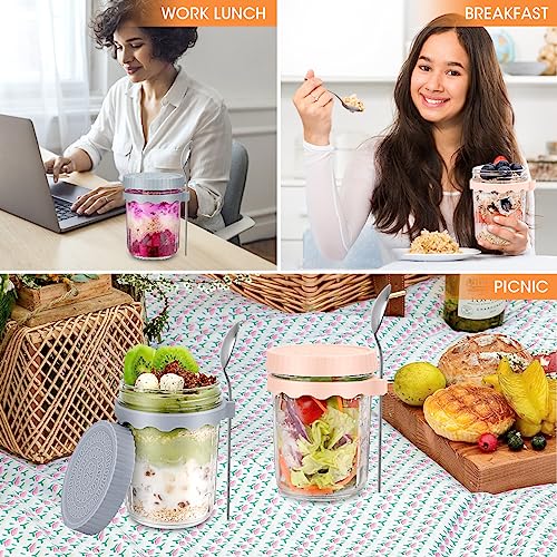 2Pack Overnight Oats Containers with Lids and Spoon,16 oz Overni...