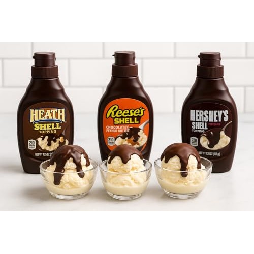 P&V Ice Cream Shell Topping Variety Pack – 3 Flavors: Peanut But...