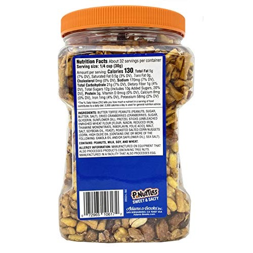 Adams &Amp; Brooks P-Nuttles Sweet &Amp; Salty Butter Toffee Peanuts Jar