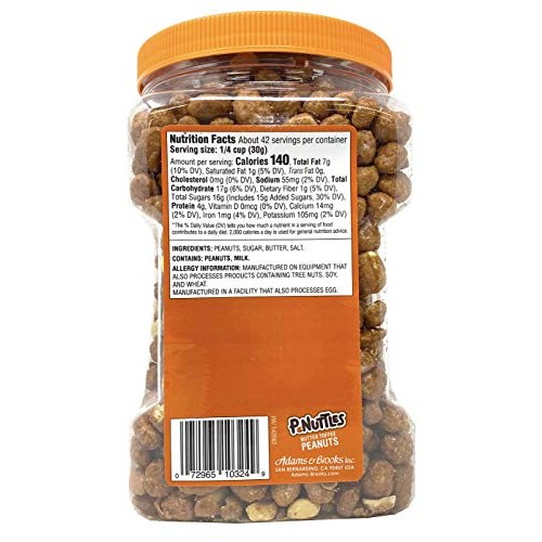 P-Nuttles Butter Toffee Covered Peanuts, 44 Ounce Jar Made In Th