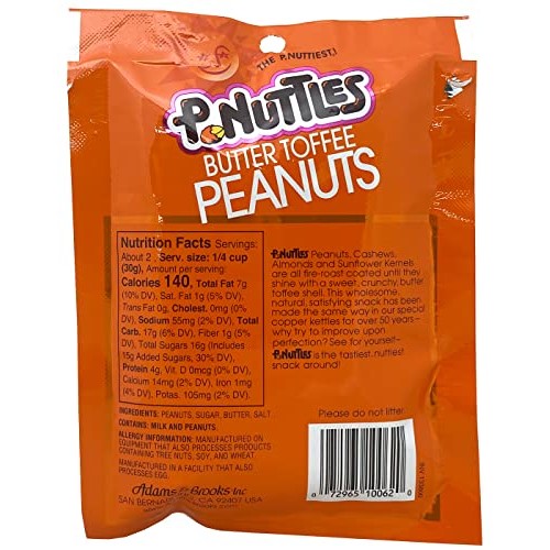 P-Nuttles Butter Toffee Covered Peanuts, Toffee Peanuts, 2 Ounce