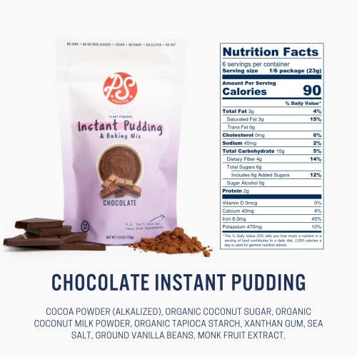 P.S. Snacks Chocolate Instant Pudding & Baking Mix Pack of 3, ...