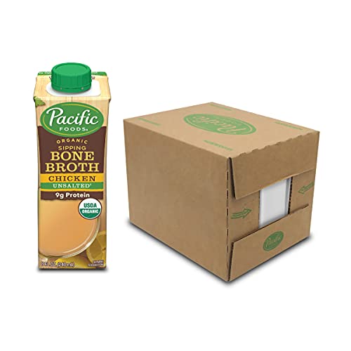 Pacific Foods Organic Bone Broth, Original Chicken, 8-Ounce Cart