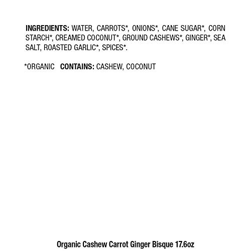 Pacific Foods Organic Cashew Carrot Ginger Bisque, 17.6-Ounce Ca
