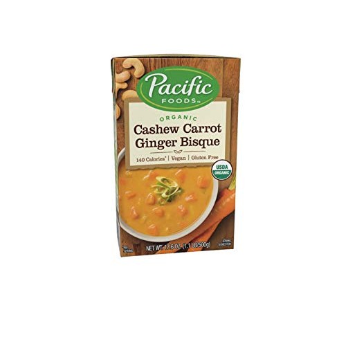 Pacific Foods Organic Cashew Carrot Ginger Bisque, 17.6-Ounce Ca