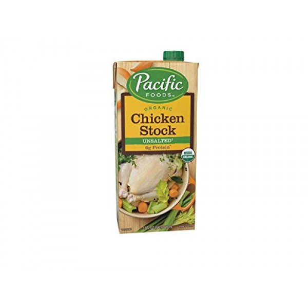 Pacific Foods Organic Chicken Stock, Unsalted, 32 Fl Oz