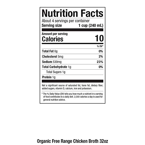 Pacific Foods Organic Free Range Chicken Broth, 32-Ounce Carton