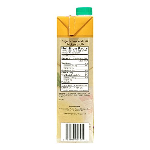 Pacific Foods Organic Free Range Chicken Low Sodium Broth, 32 Oz