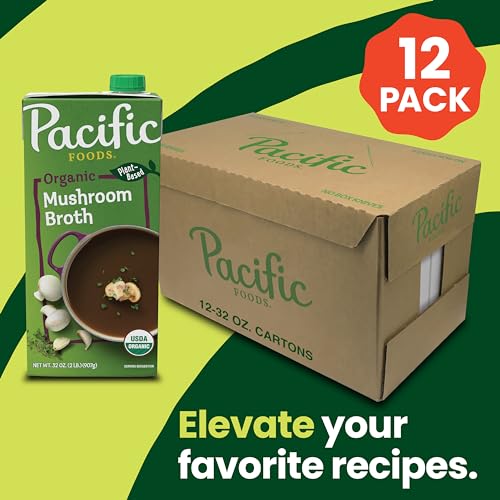 Pacific Foods Organic Mushroom Broth, 32 oz Carton Case of 12