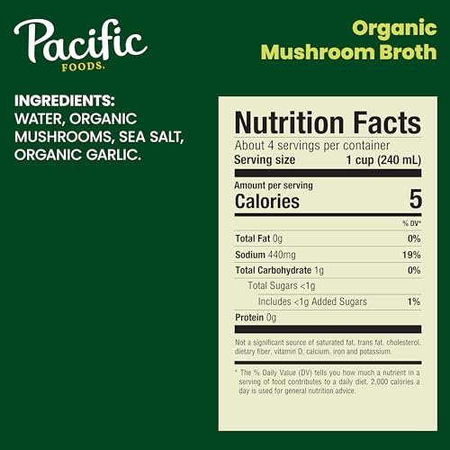 Pacific Foods Organic Mushroom Broth, 32 oz Carton Case of 12