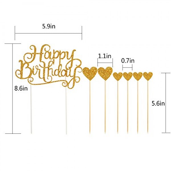 palasasa Happy Birthday Cake Toppers Gold Glitter Letters Happy ...