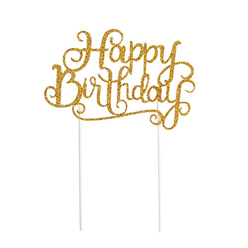 Palasasa Happy Birthday Cake Toppers Gold Glitter Letters Happy
