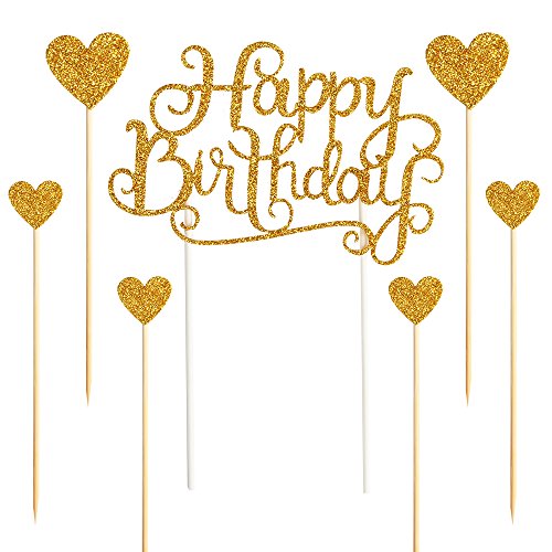 Palasasa Happy Birthday Cake Toppers Gold Glitter Letters Happy