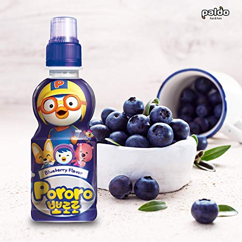 Paldo Fun &Amp; Yum Pororo Kids Blueberry Flavor Drink, Pack Of 8, F