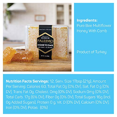 Palermo Honeycomb 100% Edible, All-Natural, Gourmet Raw Honeycom