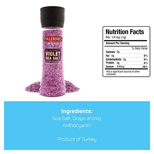 Palermo Grape Infused Violet Sea Salt With Grinder, Kosher, All