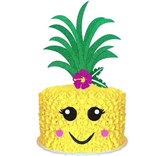 Palksky Glitter Big Pineapple Cake Topper Set With Eyes, Dimple,