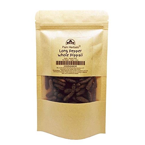Pam Herbals Indian Long Pepper Whole Pippali | 3.5Oz Resealable