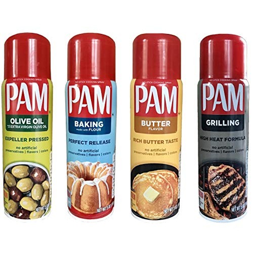 Pam No-Stick Cooking Spray Variety Set - Extra Virgin Olive Oil,