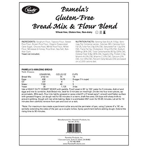 Pamelas Products Gluten Free Bread Mix, 25-Pound Bag