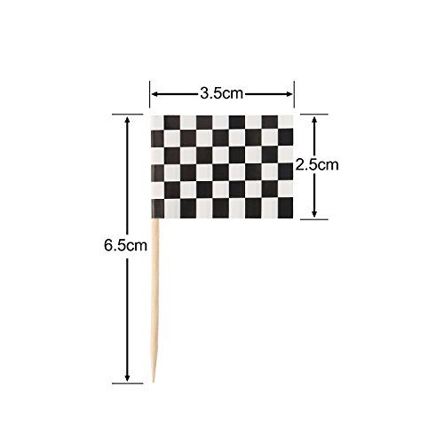 Pangda 100 Pack Checkered Racing Flag Party Cupcake Picks Toothp