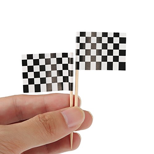 Pangda 100 Pack Checkered Racing Flag Party Cupcake Picks Toothp