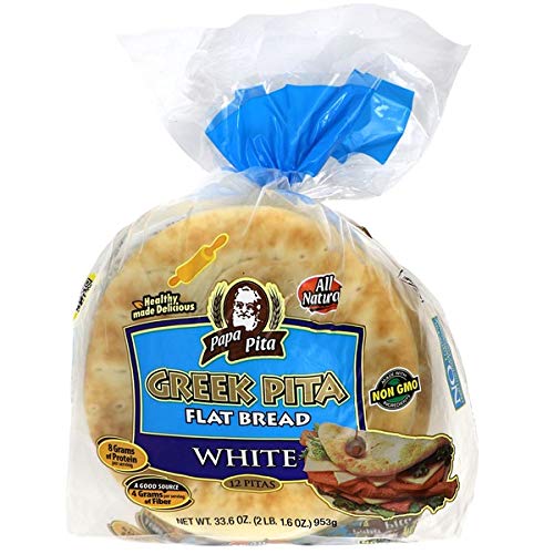 Greek Pita Flat Bread White, 12 Ct Each Bag Non Gmo Vegan Frie