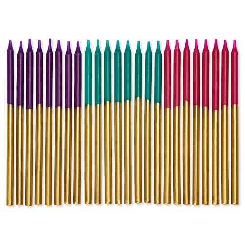 Papyrus Birthday Candles, Gold Dip Purple, Aqua &Amp; Fuchsia 24-Co