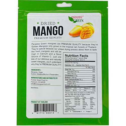 Paradise Green - Dried Mango 28Oz - Sweet Dehydrated Thai Mangoe