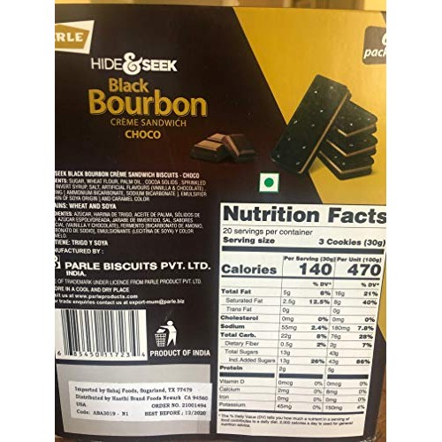 Parle Hide & Seek Black Bourbon Creme Sandwich with Chocolate Cr...