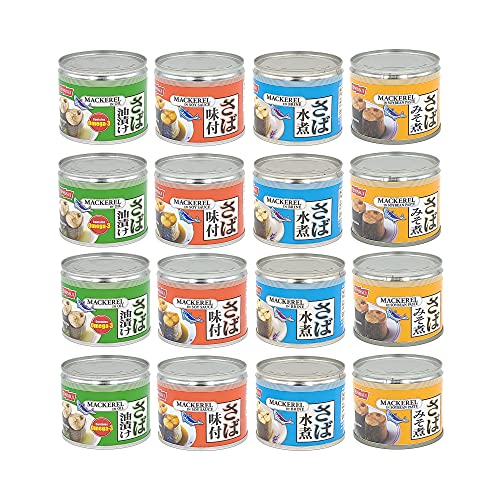 Nissui Canned Mackerel 4 Flavor Variety Pack - Soy Sauce, Soybea...