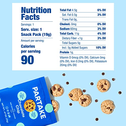 Partake Foods Crunchy Chocolate Chip Mini Cookie Snack Packs | V...