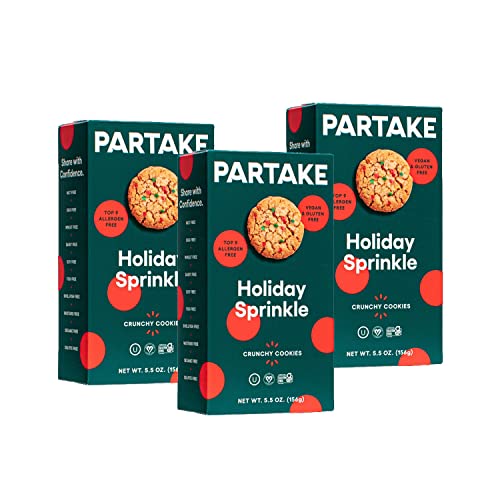 Partake Foods Crunchy Vegan Cookies – 3 Box Holiday Sprinkle Coo...