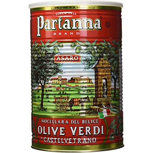 Partanna Sicilian Castelvetrano Green Olives, Pitted 5.07 Lb Can