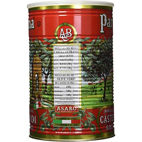 Partanna Sicilian Castelvetrano Green Olives, Pitted 5.07 Lb Can