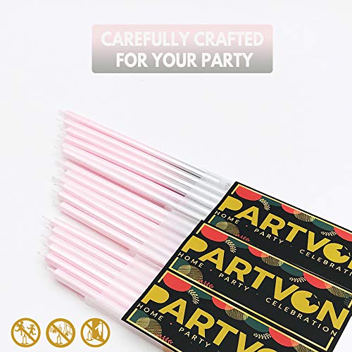 Gradient Metallic Pink Silver Celebration Birthday Cake Candles