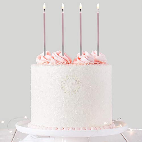 Gradient Metallic Pink Silver Celebration Birthday Cake Candles