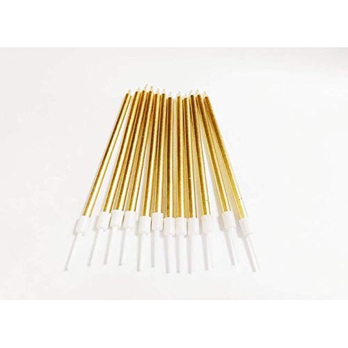 24 Count Party Long Thin Cake Candles Metallic Birthday Candles